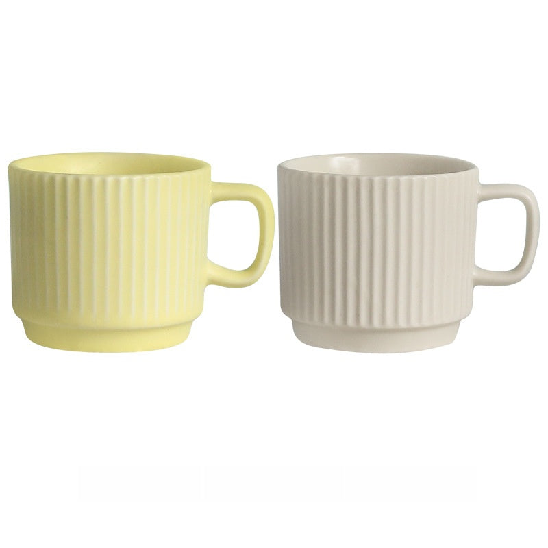 Pastel Striped Ceramic Mug Set of 4☕