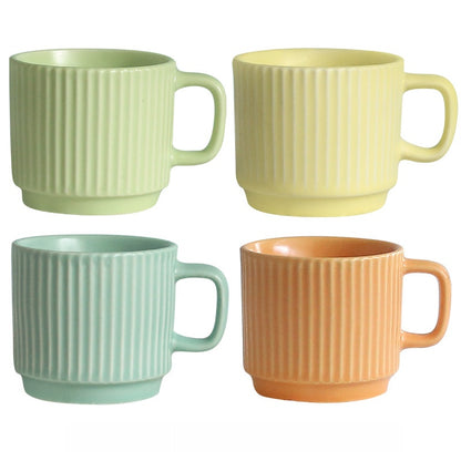 Pastel Striped Ceramic Mug Set of 4☕