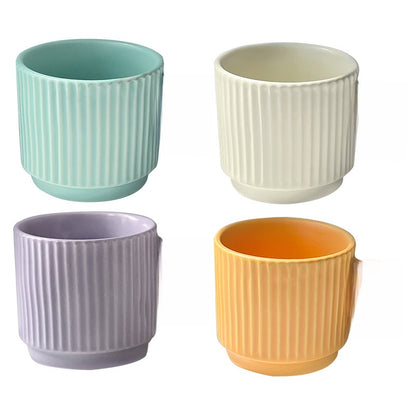 Pastel Striped Ceramic Mug Set of 4☕