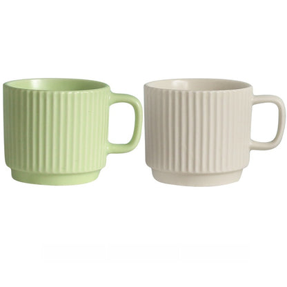 Pastel Striped Ceramic Mug Set of 4☕