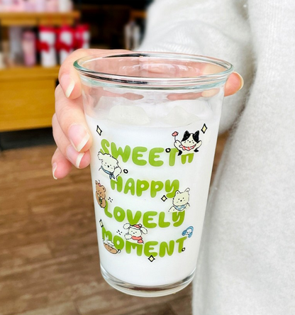 Sweet Moment Cartoon Borosilicate Glass Cup Green 🥛