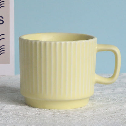 Pastel Striped Ceramic Mug Set of 4☕