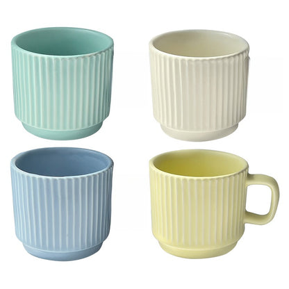 Pastel Striped Ceramic Mug Set of 4☕