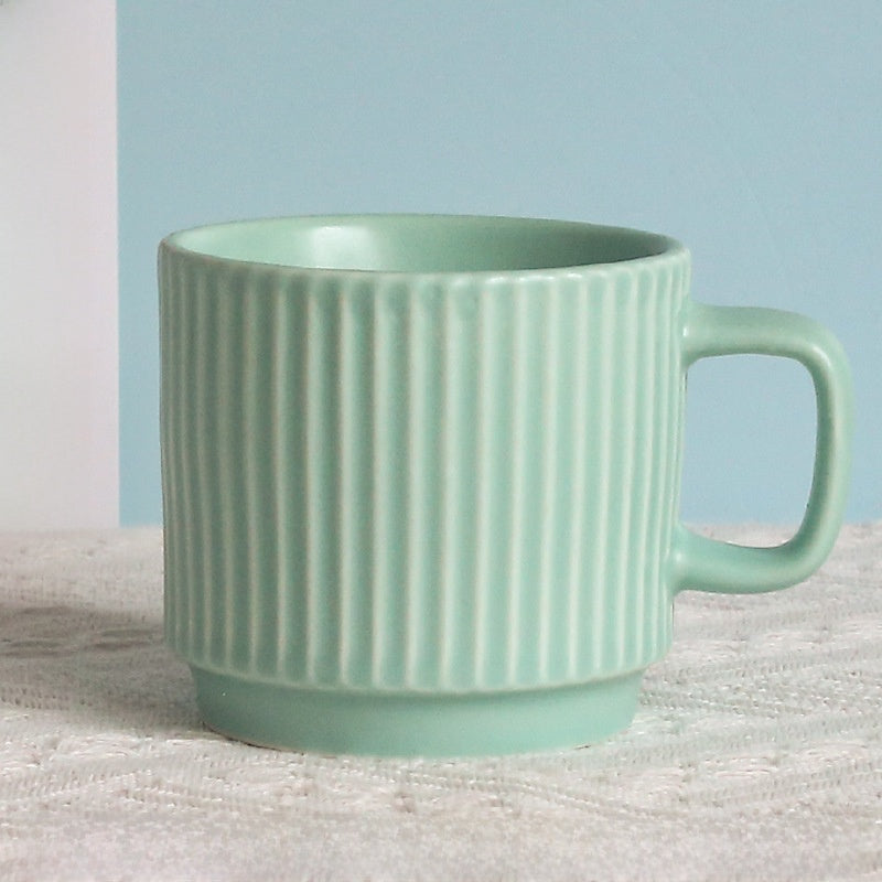 Pastel Striped Ceramic Mug Set of 4☕