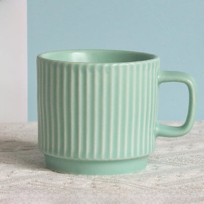 Pastel Striped Ceramic Mug Set of 4☕