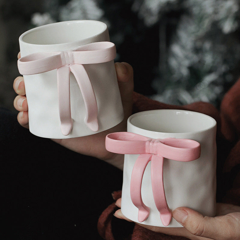 matte ceramic bow mug