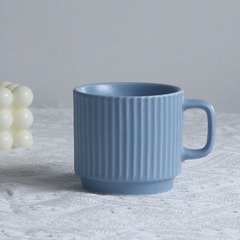 Pastel Striped Ceramic Mug Set of 4☕