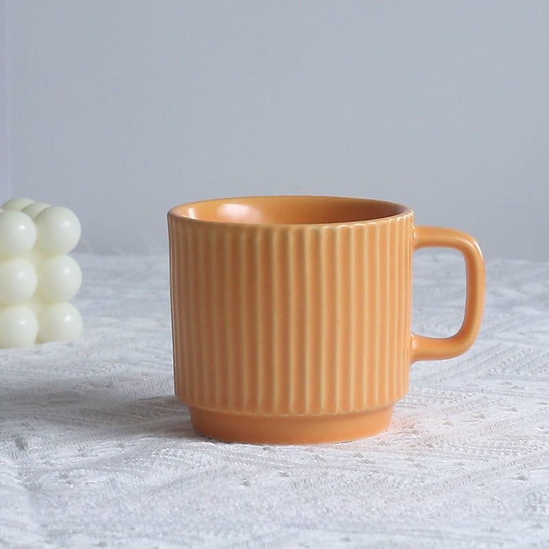 Pastel Striped Ceramic Mug Set of 4☕