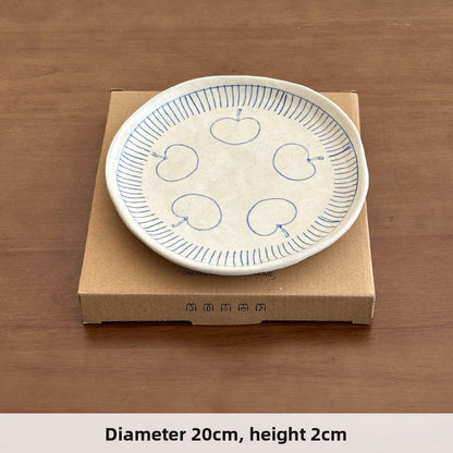 Retro Ceramic Dessert Bowl and Plate Set