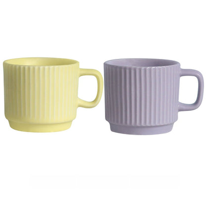 Pastel Striped Ceramic Mug Set of 4☕