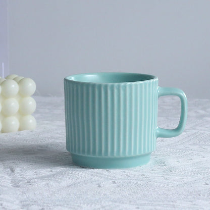 Pastel Striped Ceramic Mug Set of 4☕