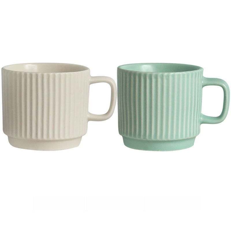 Pastel Striped Ceramic Mug Set of 4☕