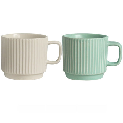 Pastel Striped Ceramic Mug Set of 4☕