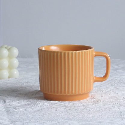 Pastel Striped Ceramic Mug Set of 4☕