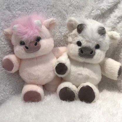 Cute Cartoon Calf Plush Toy Fluffy Cow Stuffed Animal 🐄
