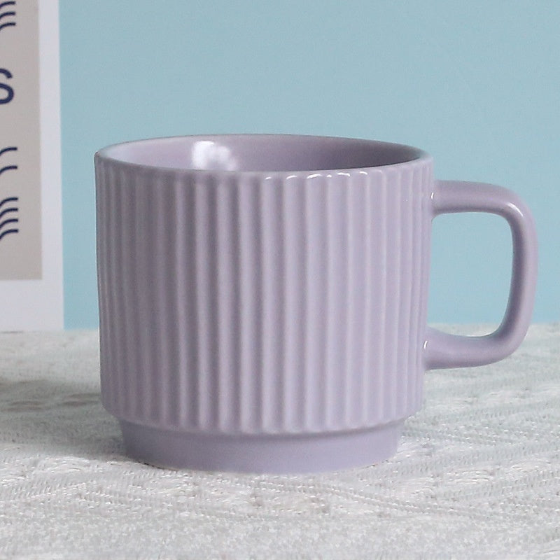 Pastel Striped Ceramic Mug Set of 4☕