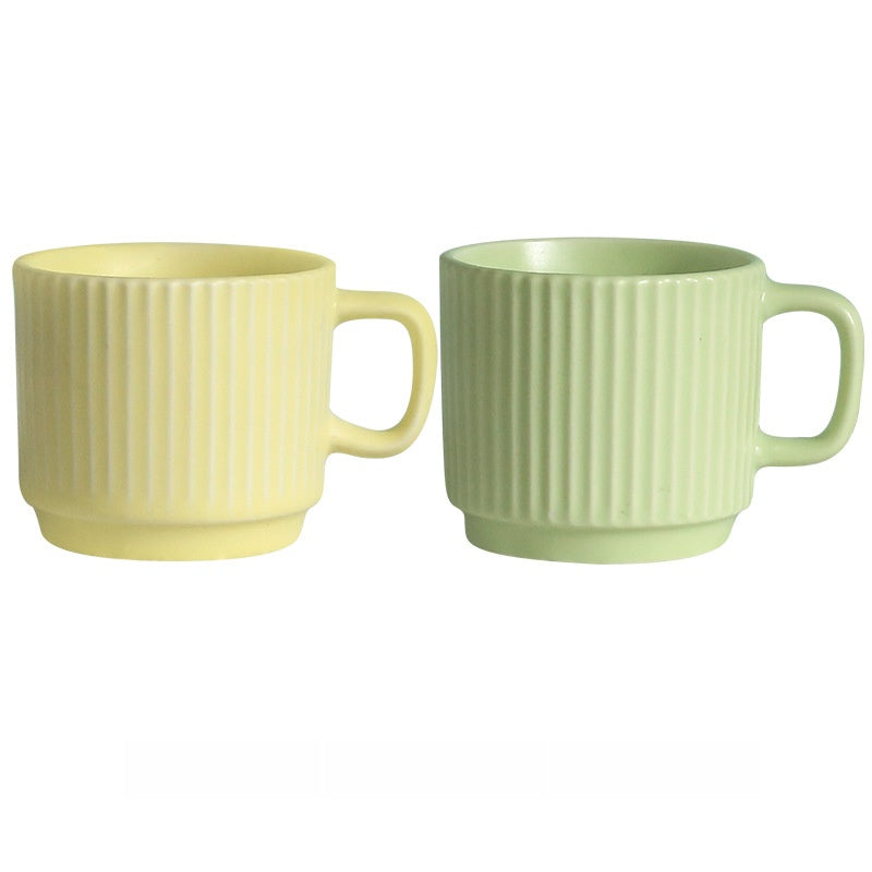 Pastel Striped Ceramic Mug Set of 4☕