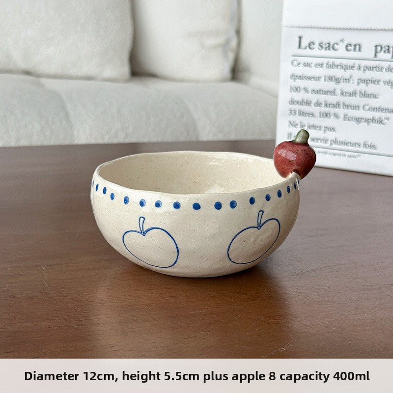 Retro Ceramic Dessert Bowl and Plate Set