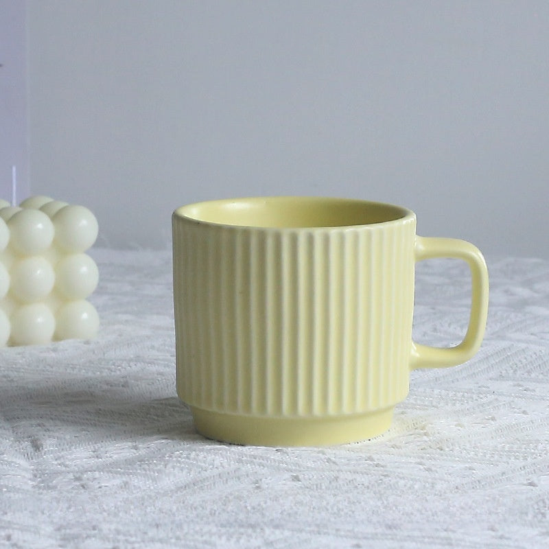 Pastel Striped Ceramic Mug Set of 4☕
