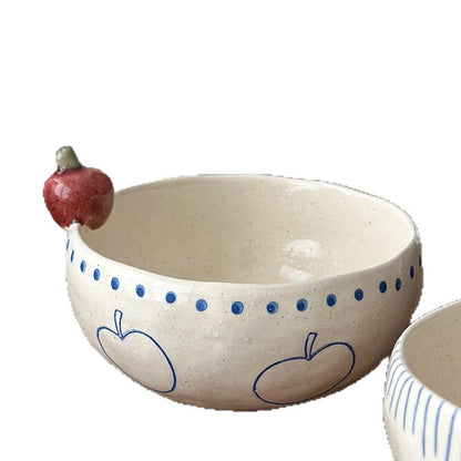 Retro Ceramic Dessert Bowl and Plate Set