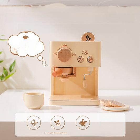 Wooden toy coffee machine
