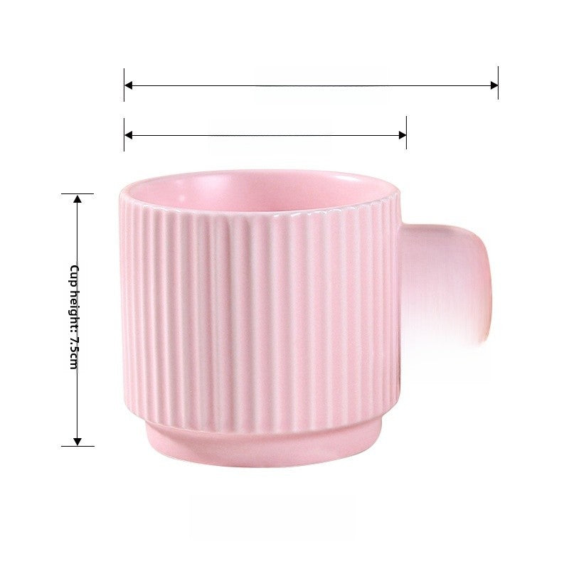 Pastel Striped Ceramic Mug Set of 4☕