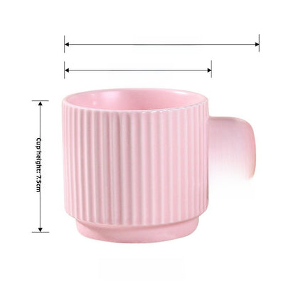 Pastel Striped Ceramic Mug Set of 4☕