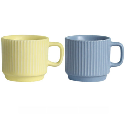 Pastel Striped Ceramic Mug Set of 4☕