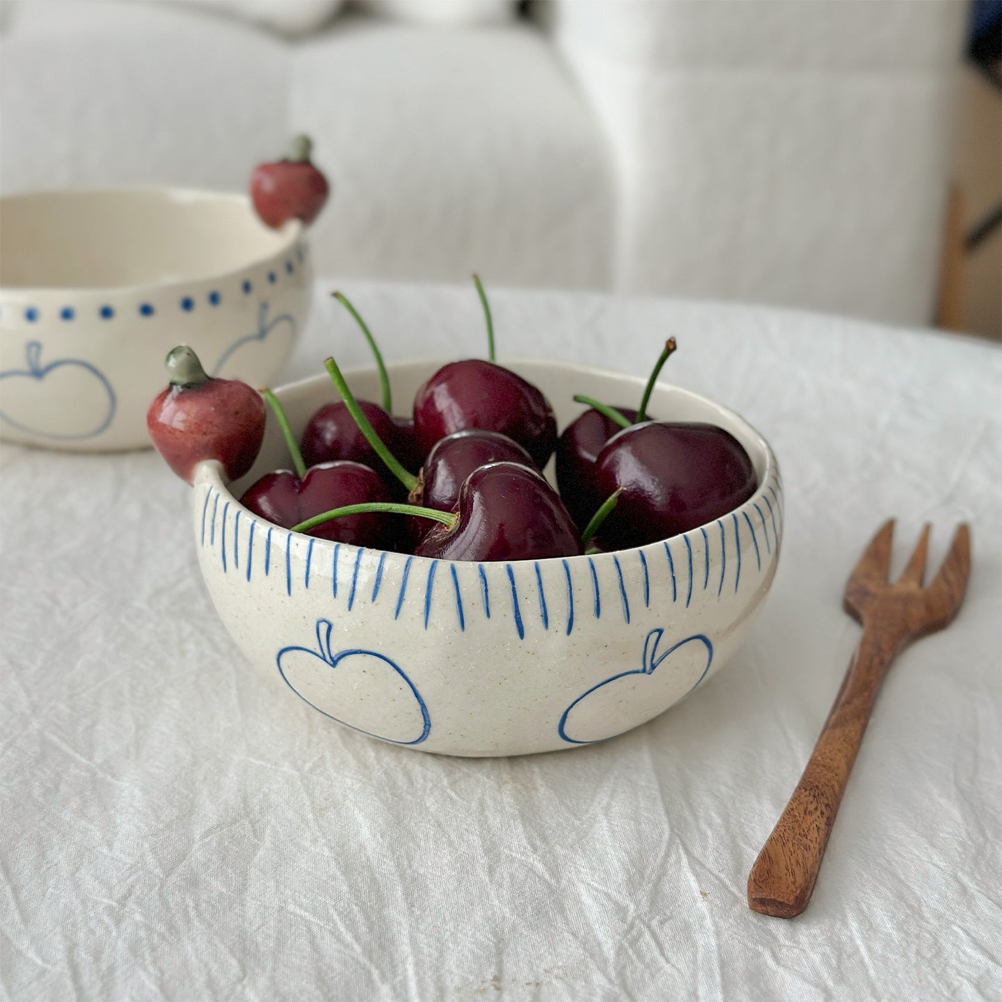Retro Ceramic Dessert Bowl and Plate Set